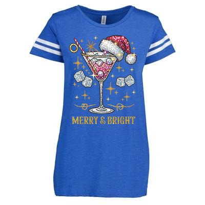 Merry And Bright Christmas Martini Cocktail Santa Hat Xmas Meaningful Gift Enza Ladies Jersey Football T-Shirt