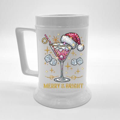 Merry And Bright Christmas Martini Cocktail Santa Hat Xmas Meaningful Gift Beer Stein