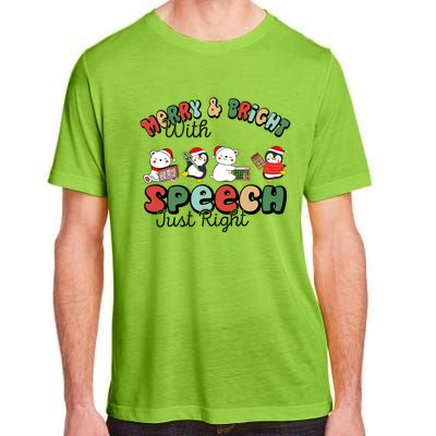 Merry And Bright With Speech Just Right Xmas Speech Therapy Adult ChromaSoft Performance T-Shirt