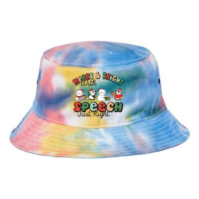 Merry And Bright With Speech Just Right Xmas Speech Therapy Tie Dye Newport Bucket Hat