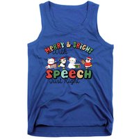 Merry And Bright With Speech Just Right Xmas Speech Therapy Tank Top