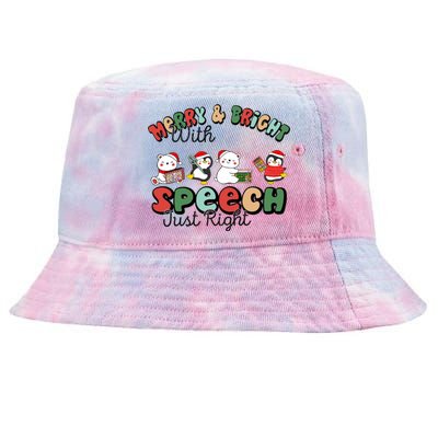 Merry And Bright With Speech Just Right Xmas Speech Therapy Tie-Dyed Bucket Hat