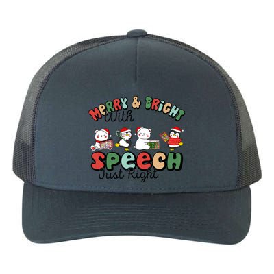 Merry And Bright With Speech Just Right Xmas Speech Therapy Yupoong Adult 5-Panel Trucker Hat