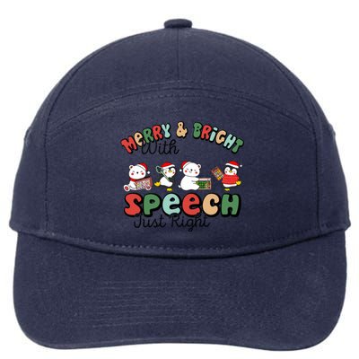 Merry And Bright With Speech Just Right Xmas Speech Therapy 7-Panel Snapback Hat