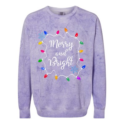 Merry And Bright Christmas Lights Long Sleeve Colorblast Crewneck Sweatshirt