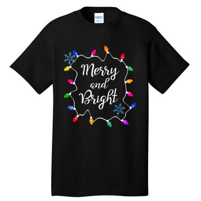 Merry And Bright Christmas Lights Long Sleeve Tall T-Shirt