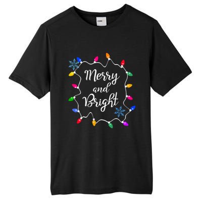 Merry And Bright Christmas Lights Long Sleeve Tall Fusion ChromaSoft Performance T-Shirt