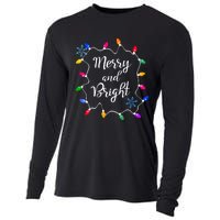 Merry And Bright Christmas Lights Long Sleeve Cooling Performance Long Sleeve Crew