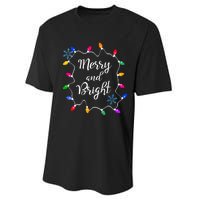 Merry And Bright Christmas Lights Long Sleeve Performance Sprint T-Shirt