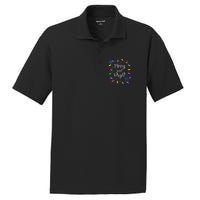 Merry And Bright Christmas Lights Long Sleeve PosiCharge RacerMesh Polo