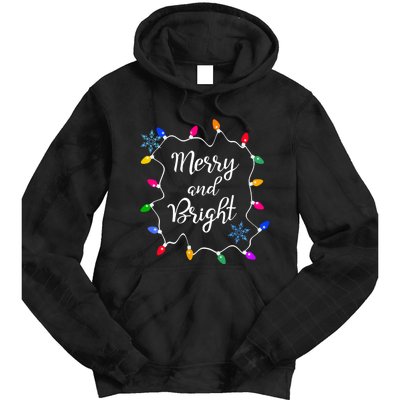 Merry And Bright Christmas Lights Long Sleeve Tie Dye Hoodie