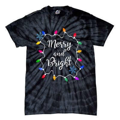 Merry And Bright Christmas Lights Long Sleeve Tie-Dye T-Shirt