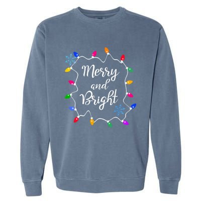 Merry And Bright Christmas Lights Long Sleeve Garment-Dyed Sweatshirt