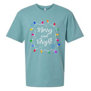 Merry And Bright Christmas Lights Long Sleeve Sueded Cloud Jersey T-Shirt