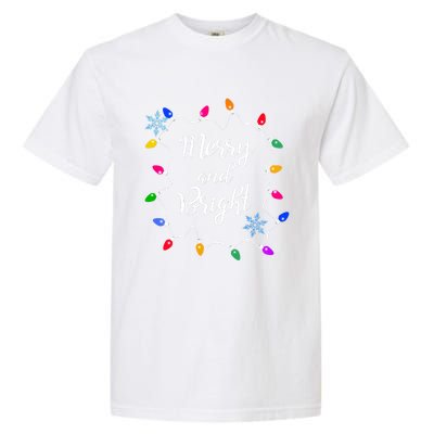 Merry And Bright Christmas Lights Long Sleeve Garment-Dyed Heavyweight T-Shirt