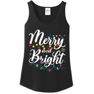 Merry And Bright Xmas Family Matching Christmas Ladies Essential Tank