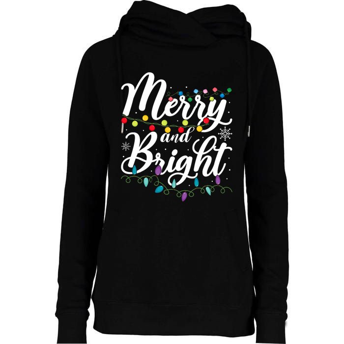 Merry And Bright Xmas Family Matching Christmas Womens Funnel Neck Pullover Hood