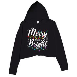 Merry And Bright Xmas Family Matching Christmas Crop Fleece Hoodie