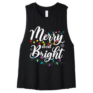 Merry And Bright Xmas Family Matching Christmas Women's Racerback Cropped Tank