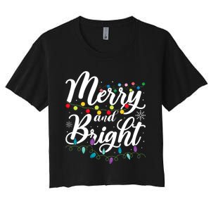 Merry And Bright Xmas Family Matching Christmas Women's Crop Top Tee