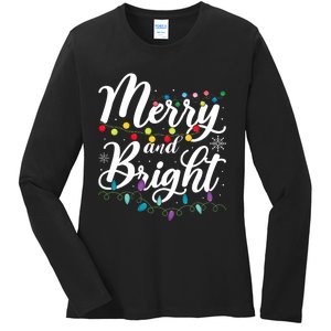 Merry And Bright Xmas Family Matching Christmas Ladies Long Sleeve Shirt