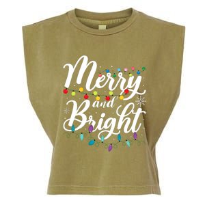 Merry And Bright Xmas Family Matching Christmas Garment-Dyed Women's Muscle Tee