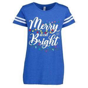 Merry And Bright Xmas Family Matching Christmas Enza Ladies Jersey Football T-Shirt