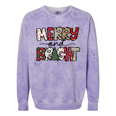 Merry And Bright Christmas Lights Xmas Holiday Family Match Colorblast Crewneck Sweatshirt