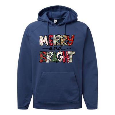 Merry And Bright Christmas Lights Xmas Holiday Family Match Performance Fleece Hoodie