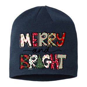 Merry And Bright Christmas Lights Xmas Holiday Family Match Sustainable Beanie