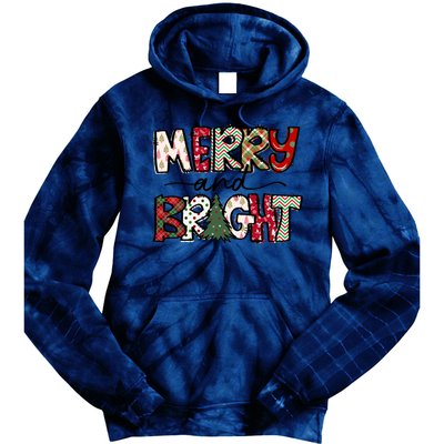 Merry And Bright Christmas Lights Xmas Holiday Family Match Tie Dye Hoodie