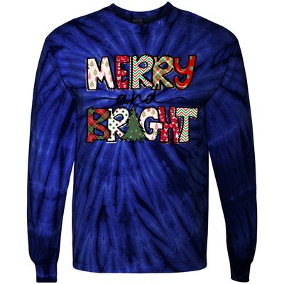 Merry And Bright Christmas Lights Xmas Holiday Family Match Tie-Dye Long Sleeve Shirt