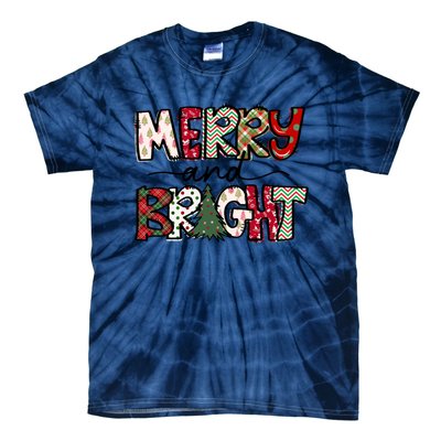 Merry And Bright Christmas Lights Xmas Holiday Family Match Tie-Dye T-Shirt