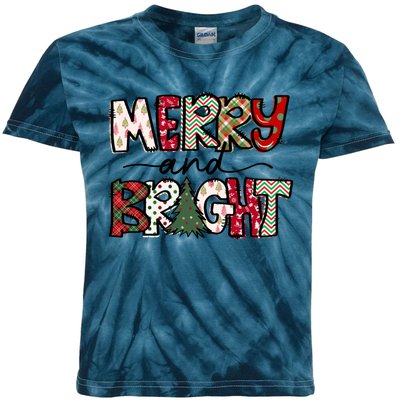 Merry And Bright Christmas Lights Xmas Holiday Family Match Kids Tie-Dye T-Shirt