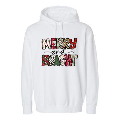 Merry And Bright Christmas Lights Xmas Holiday Family Match Garment-Dyed Fleece Hoodie