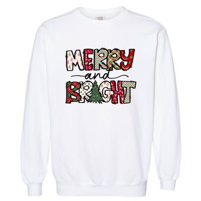 Merry And Bright Christmas Lights Xmas Holiday Family Match Garment-Dyed Sweatshirt