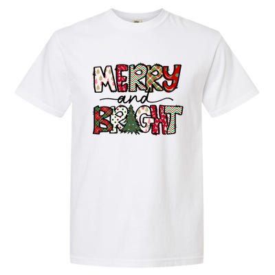 Merry And Bright Christmas Lights Xmas Holiday Family Match Garment-Dyed Heavyweight T-Shirt