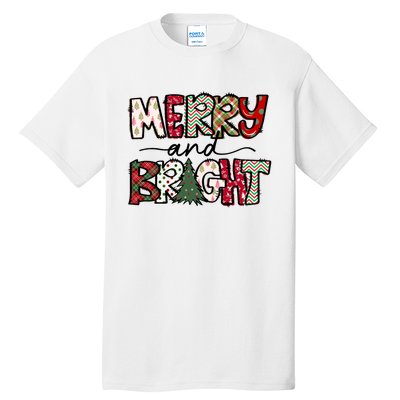 Merry And Bright Christmas Lights Xmas Holiday Family Match Tall T-Shirt