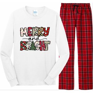 Merry And Bright Christmas Lights Xmas Holiday Family Match Long Sleeve Pajama Set