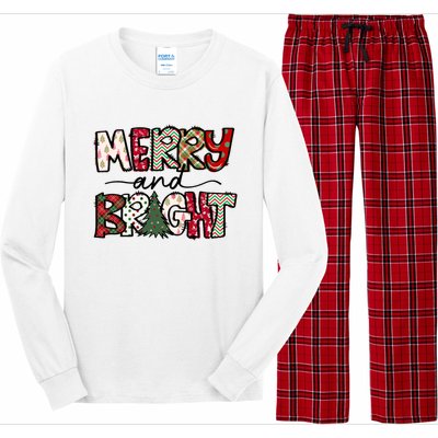 Merry And Bright Christmas Lights Xmas Holiday Family Match Long Sleeve Pajama Set