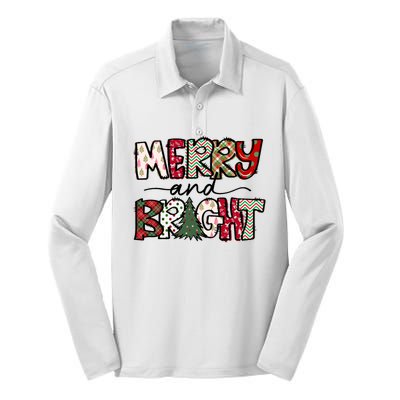 Merry And Bright Christmas Lights Xmas Holiday Family Match Silk Touch Performance Long Sleeve Polo