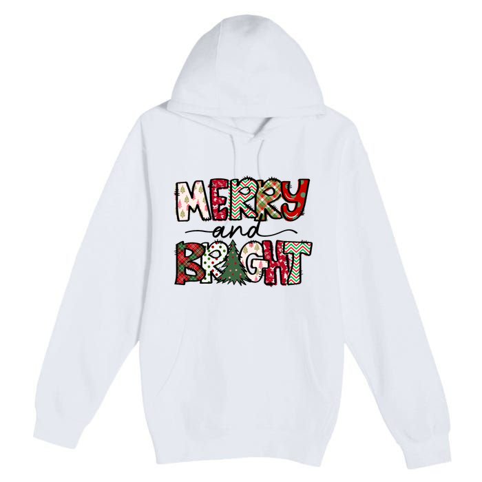 Merry And Bright Christmas Lights Xmas Holiday Family Match Premium Pullover Hoodie