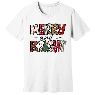 Merry And Bright Christmas Lights Xmas Holiday Family Match Premium T-Shirt