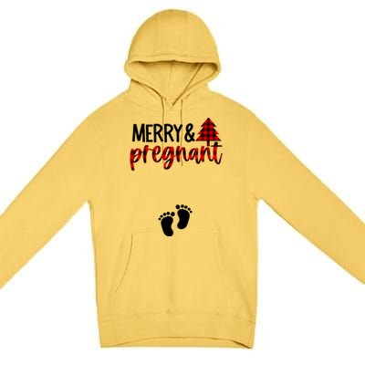 Merry And Bright Pregnant Christmas Pregnancy Announcet Funny Gift Premium Pullover Hoodie