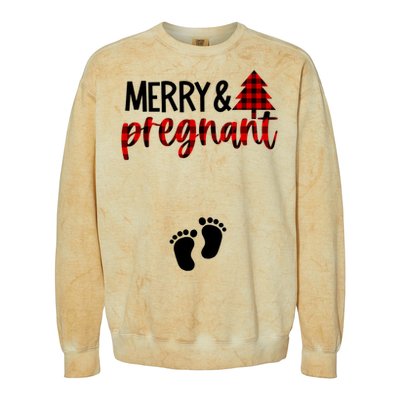 Merry And Bright Pregnant Christmas Pregnancy Announcet Funny Gift Colorblast Crewneck Sweatshirt