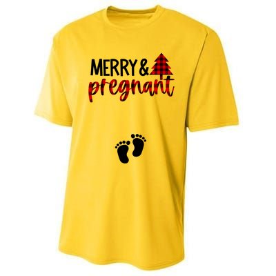 Merry And Bright Pregnant Christmas Pregnancy Announcet Funny Gift Performance Sprint T-Shirt