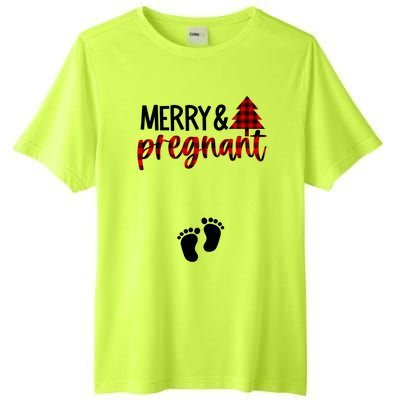 Merry And Bright Pregnant Christmas Pregnancy Announcet Funny Gift Tall Fusion ChromaSoft Performance T-Shirt