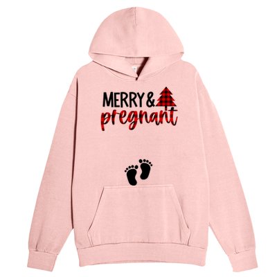 Merry And Bright Pregnant Christmas Pregnancy Announcet Funny Gift Urban Pullover Hoodie