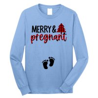 Merry And Bright Pregnant Christmas Pregnancy Announcet Funny Gift Long Sleeve Shirt