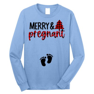 Merry And Bright Pregnant Christmas Pregnancy Announcet Funny Gift Long Sleeve Shirt